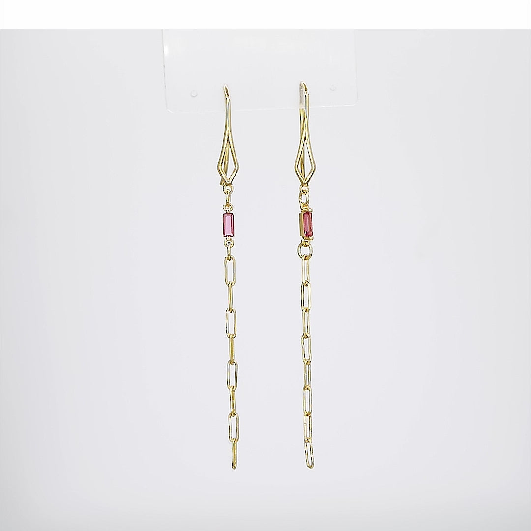 Shop the stunning Pink CZ Golden Glamour Earrings for an elegant, luxurious look. 