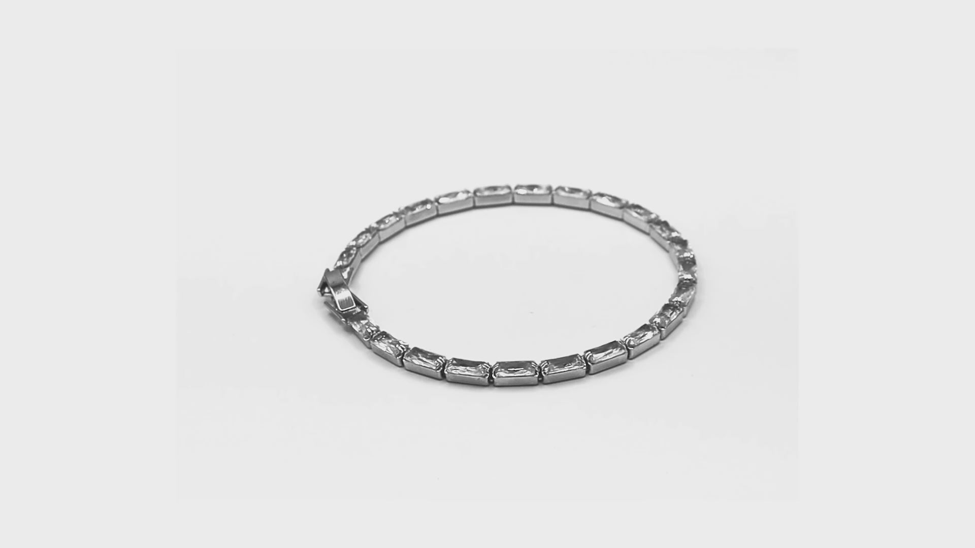 Rhodium-plated Eternal CZ Bracelet – elegant silver jewelry for women with CZ sparkle