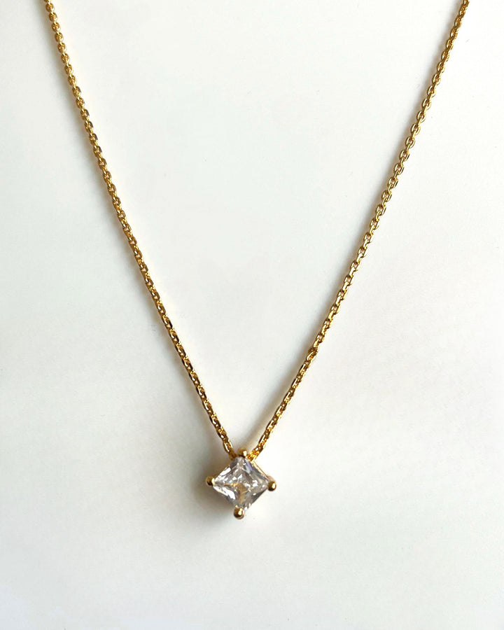 Princess CZ Necklace - 925 Sterling Silver