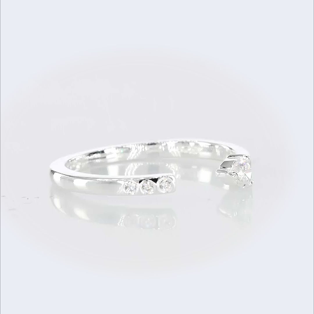 Elegant 925 Sterling Silver White Cubic Zirconia Rhodium Rhythm Ring, hypoallergenic, anti-tarnish, perfect for any occasion.