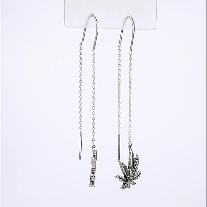 Discover Nature's Thread Elegance with Rhodium Hemp Earrings in 925 Sterling Silver. 