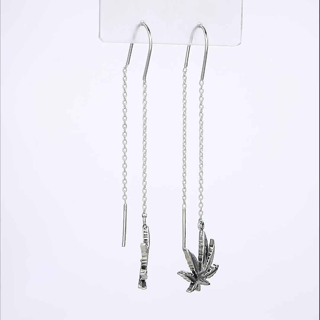 Discover Nature's Thread Elegance with Rhodium Hemp Earrings in 925 Sterling Silver. 