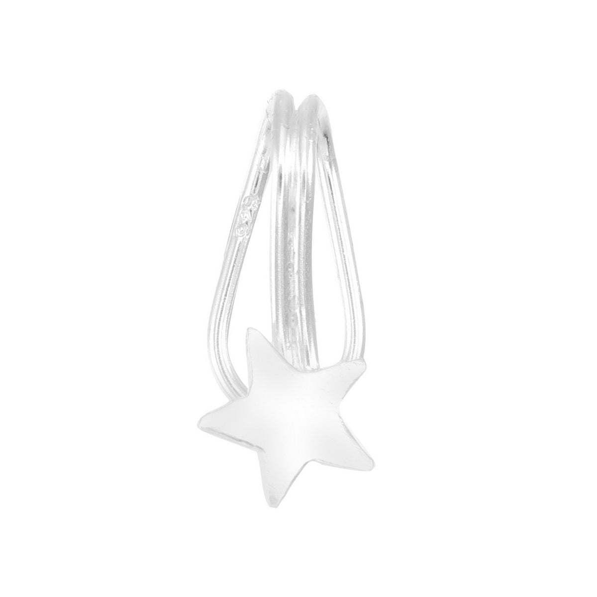 Reflective Rhodium Star Ear Cuff - 925 Sterling Silver - ISHI New York