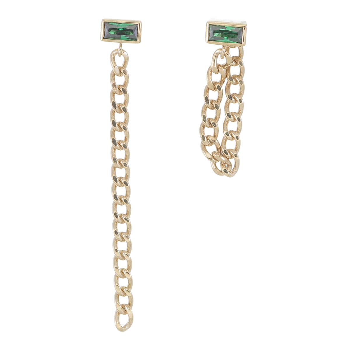 Luxe Gold With Green Diamonique Overlay Earrings - 18K Gold Plated - ISHI New York